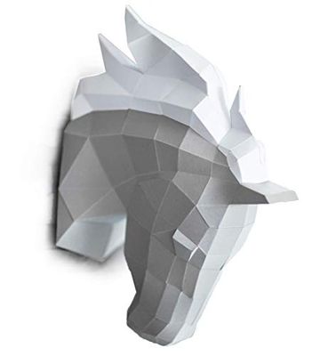 ORIGADREAM, GIÀ PRETAGLIATO Papercraft Kit PUZZLE 3D di assemblarsi decorazione della parete FAI DA TE DIY scultura carta per adulti basso poli assemblaggio,Trofeo Animale,spessa 300g (Testa Cavallo)