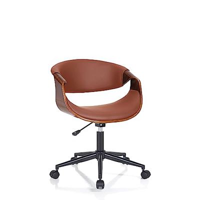Wink Design Derby-C Walnut Fauteuil de Bureau, métal, Noix, Marron, Noir Mat, 54 x 55 x H 73/83 cm