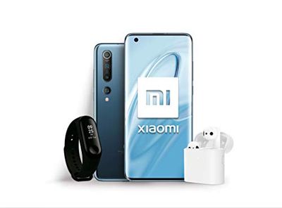 Xiaomi Mi 10 Pack Lanzamiento (Pantalla FHD+ 6.67”, 8GB + 128GB, Camara de 108MP, Snapdragon 865 5G, 4780 mah, Android 10) + Mi Band 3 + Mi True Wireless Earphone 2, Color Gris, Paquete de 3
