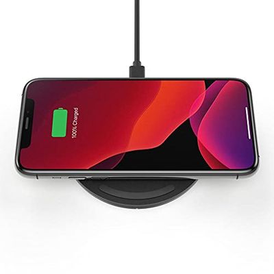 Belkin BoostCharge Wireless Charging Pad 10W (Qi-Certified Fast Wireless Charger for iPhone, Samsung, Google, more) – Black, Wall Adapter Not Included