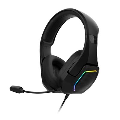 KROM KOPA 7.1 - Auriculares 50mm con Sonido 7.1 Virtual, Iluminación RGB Rainbow, Control Volumen y micrófono Integrado, Diadema Ajustable y Ligera, conexión USB, Negro