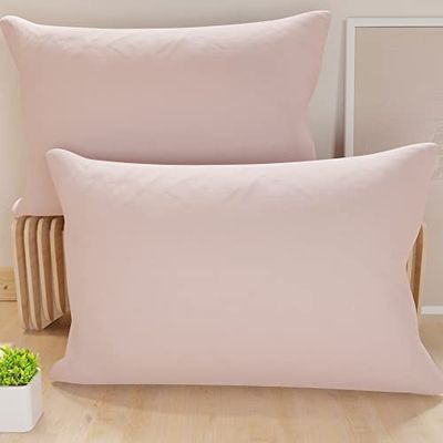 PETTI Artigiani Italiani - Para poszewek na poduszki 50 x 70 cm z mikrofibry, poduszka do sypialni, sofa, zestaw 2 poszewek na poduszki, jednolity kolor różowy, 100% wyprodukowano we Włoszech