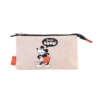 Grupo Erik Etui met ritssluiting Mickey 100ste Verjaardag - Pennenetui met 3 vakken - Briefpapier tas met vakken voor kinderen - Etui met grote capaciteit