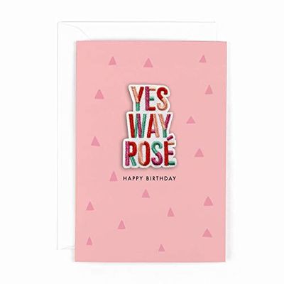 Hotchpotch Ja Way Rose Happy Birthday Card met 'Yes Way Rose' Strijkpatch - Wenskaart, HPMV11