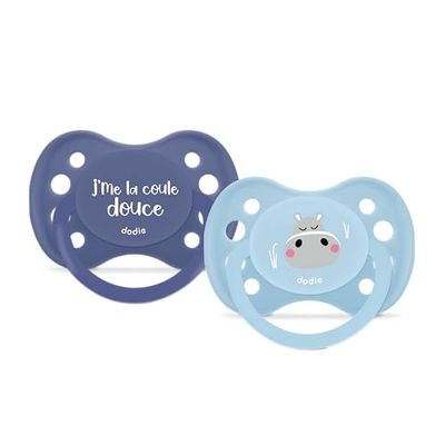 DODIE, Sucettes Anatomiques, Tetine pour bébé, +6 mois, Sans BPA, Résistante, Bleu, Garçon, Hippo, Lot de 2