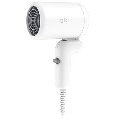 GKL Pear Lite Sèche-cheveux professionnel de voyage avec design pliable ultra compact 2 niveaux de puissance et taille très réduite 400 W Blanc