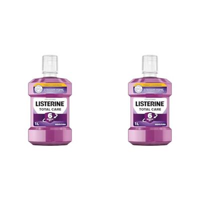 LISTERINE Collutorio Total Care, Collutorio al gusto di Menta Pura, Collutorio con 6 benefici in 1 per una pulizia accurata e un'igiene orale completa, 1L (Confezione da 2)