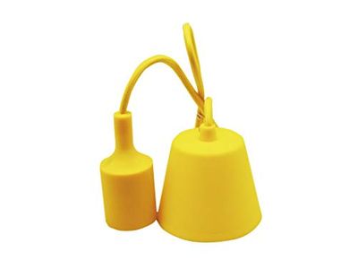 Portalámparas E27 con cable florón de 1m en amarillo, ideal para iluminación decorativa y funcional en interiores.