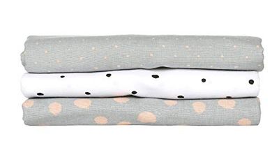 Lot de 3 langes en molleton et flanelle 100% coton naturel - éclaboussure d'abricot