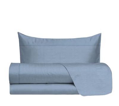 hermet Set med lakan för enkelsäng 100% bomull, set med sänglinne, 1 kvadrat, mönster med linneeffekt, överlakan + underlakan + örngott
