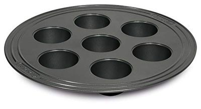 Guardini Elite, Stampo 7 Muffins Rotondo Ø36 cm, Acciaio elevato spessore con rivestimento antiaderente performante, Colore grigio