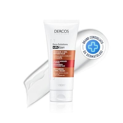 Vichy Dercos, Maschera Riparatrice, Per Cuoio Caplluto Sensibile, Fibra Capilare Riparata, Capelli Luminosi, Con Tecnologia Micro-Filling, Pro-Keratin Complex, Kera-Solutions, 250 ml