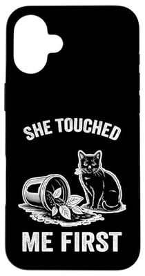 She Touched Me First Cat Plant Kitten Plants Amoureux des chats Coque pour iPhone 16 Plus