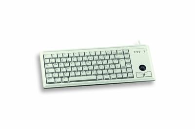 CHERRY Compact keyboard G84-4400, Franse lay-out, AZERTY-toetsenbord, bekabeld toetsenbord, mechanisch toetsenbord, ML-mechanisme, geïntegreerde optische trackball Plus 2 muistoetsen, lichtgrijs