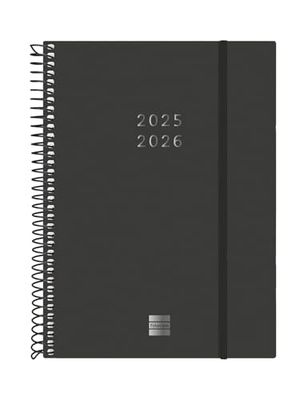 Finocam - Agenda Espiral 18 Meses 2025 2026 Semana Vista Horizontal Julio 2025 - Diciembre 2026 (18 meses) Negro Internacional