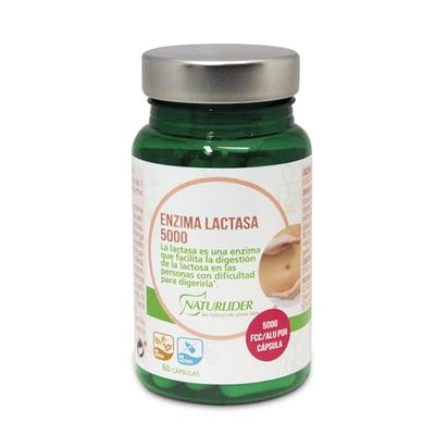 Naturlider - Enzima Lactasa 5000 FCC/ALU - Tolerasa - Facilita la Digestión de la Lactosa - 60 Cápsulas