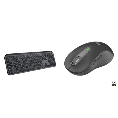 Logitech MX Keys S, Tastiera Wireless, Profilo Basso, Tasti Programmabili, Retroilluminazione & Signature M650 L Mouse wireless - Per mani grandi, Durata Batteria 2 anni, Clic Silenziosi