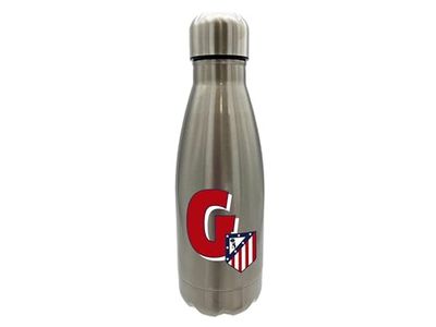 Atlético de Madrid vattenflaska i rostfritt stål, lufttät förslutning, med bokstaven A-design i rött, 550 ml metallisk, officiell produkt (CyP