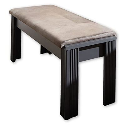 JASMIN Zitbank in bruin, grafiet - Eetkamerbank in lederlook voor uw woon- en eetkamer in landhuisstijl - 126 x 48 x 41 cm (B x H x D)