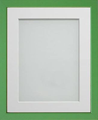 Frame Company Jellybean Range Green Wooden 12x12 inch Picture Photo Frame with White Mount for Image 10x10 inch * Choice of Colours & Sizes* Fitted with Perspex
