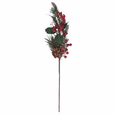 Villa d'Este Home Tivoli Gren Röda bär, tallnålar och tallkottar h. 61 cm, Xmas, Röd + Grön + Brun, Medium
