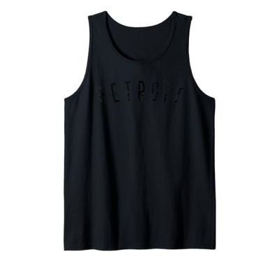 Abbigliamento vintage Detroit Distressed Black Script Canotta