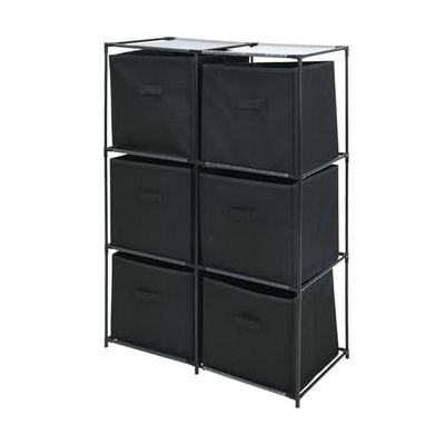 Well Home Commode met 6 vakken van metaal en vliesplanken, 68 x 35 x 102 cm