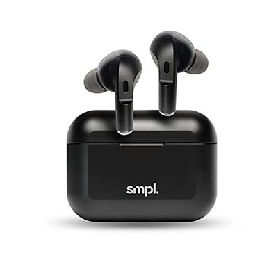 Smpl - Auricolari ANC con cancellazione attiva del rumore, Bluetooth 5.0, custodia di ricarica, autonomia 30 ore, pairing rapido, controlli smart touch - Neri