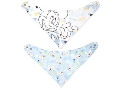 Lulabi Disney Mickey Tender, lot de 2 bavoirs bandana, coton, 0+, bleu