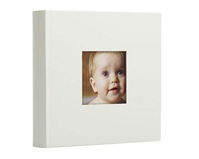 Pearhead Photo Album, Thoughtful Keepsake Gift for Baby, Christening, Or Baptism - 50 Pages, Gray with White Polka Dots