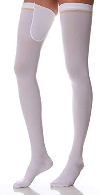 SCUDOTEX Bas Médical Auto Fixant Anti-Thrombose Spécial à Compression Décroissante 18-24 Hg mm Longueur Long Couleur Blanche Taille 4
