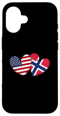 America Norway Flag Hearts American Norwegian Heritage Case for iPhone 16