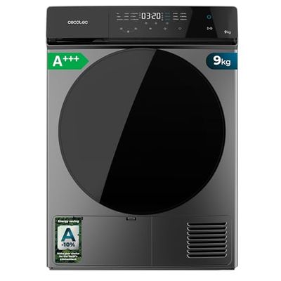 Cecotec Secadora de Ropa Bomba de Calor 8kg Bolero DressCode Dry 8400 Steel A+++. 600W, Bajo Consumo, Full Touch, Plancha Fácil, 15 Programas, Secado Automático y Tambor de Acero Inoxidable