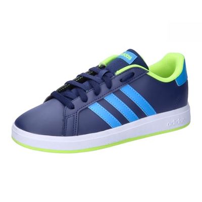 adidas Grand Court Lifestyle Tennis Lace-Up Shoes, Scarpe Basse Non da Calcio Unisex-Adulto, Dark Blue/Blue Burst/Lucid Lemon, 37 1/3 EU