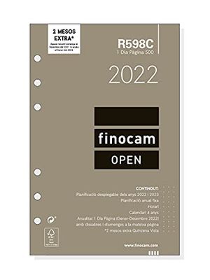 Finocam - Jaarnavulling 2022 1 dag, januari 2022 tot december 2022 (12 maanden) 500-117 x 181 mm Open Catalan