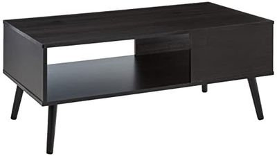 Furinno Stolik kawowy w stylu Mid Century z drewnianymi nogami, zaprojektowany, espresso, 50,01 (gł.) x 100 (szer.) x 45,01 (wys.) cm