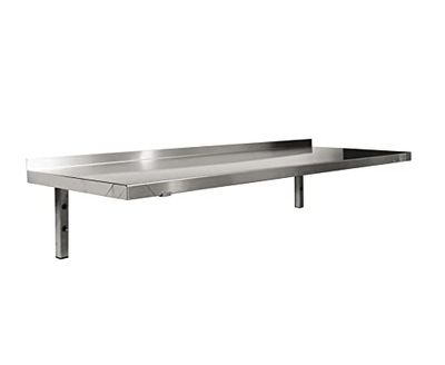 BUD-ETPL143 - Mensola da parete in acciaio inox, con mensole fisse, 300 x 1400 x 250 mm