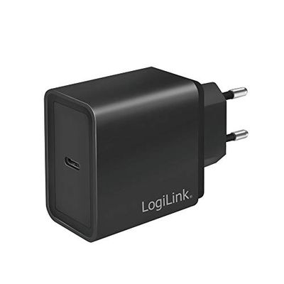 LogiLink PA0258 - USB-stekkeradapter Fast Charge, 1x USB-C met PD (Power Delivery) 18 W en overstroom-, kortsluit- en overspanningsbeveiliging, zwart