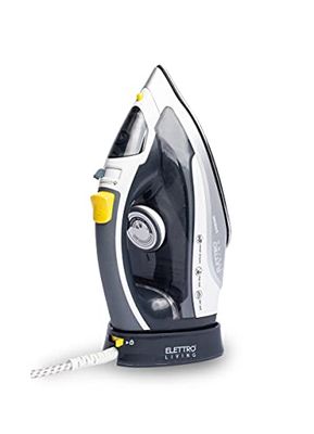Elettro Living Lui, draadloos strijkijzer, 2400 W, roestvrijstalen plaat, zelfreinigend systeem, grijs, zwart, geel, wit