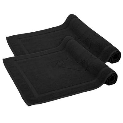 Komfortec Juego de 2 Alfombrillas de baño de Rizo, Lavables, 800 g/m², 100% algodón, Absorbente y de Secado rápido, 50 x 80 cm, Color Negro