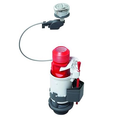 Wirquin 10723580 Meccanismo di Caccia Acqua Doppia Caccia Cavo Mw2, Rosso e Grigio