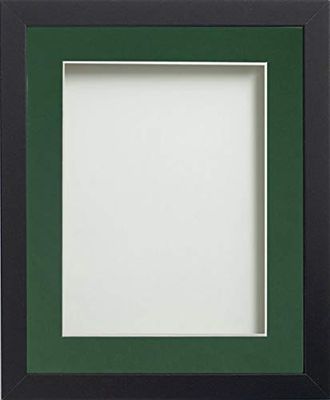 Frame Company Allington Black Photo Frame with Bottle Green Mount, 20x16 for 15x10 inch, fitted with perspex