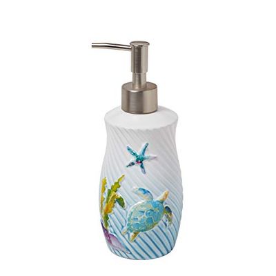 SKL Home Watercolor Ocean Bath Towel, Earthenware, multicoloured, Lotion Dispenser