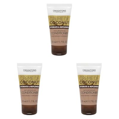 Creightons Crème De Coconut & Keratin Nourishing Conditioner (Travel Size Mini 50ml) - beautifully blended with Coconut Milk & Keratin. Hydrate, nourish & indulge. (Pack of 3)