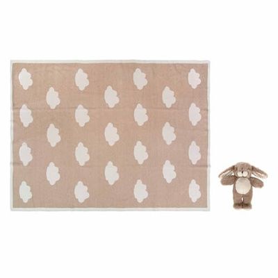 THUN - Plush Set with Cover, Plush Outer 98% Polyester, 2% Cotton, Outer Blanket 100% Cotton, Stuffing 100% Polyester, Baby Dolce Farm Collection, 20 cm, 90 x 70 cm