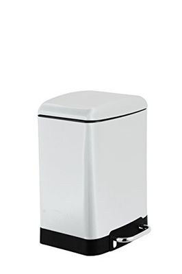 King Home p1407522/B Papelera LT.6, Blanco con Pedal Cierre Lento