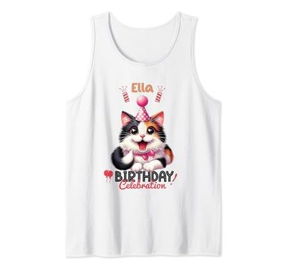 Decoración de cumpleaños para gatos, caras de gato, fiesta de gatitos Camiseta sin Mangas