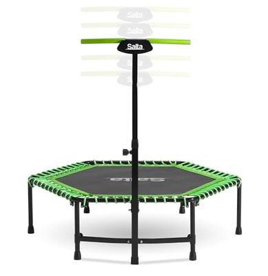 Salta Fitness – 128 cm de diámetro – Cama elástica Interior – Mango Ajustable en 5 Alturas – Suspensión elástica/Bungees, construcción sólida – Hexagonal – Capacidad de Carga 110 kg – Verde