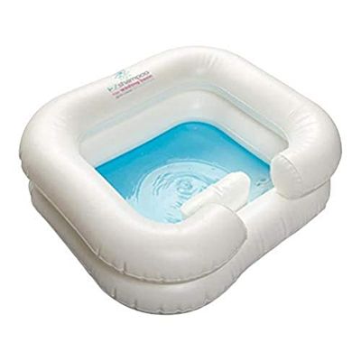 Homecraft Inflatable Hair Washing Basin – Portable In Bed Hair Wash Aid with Drain Hose Inflated Comfort – Ideal for Seniors, Injury Recovery, or Limited Mobility