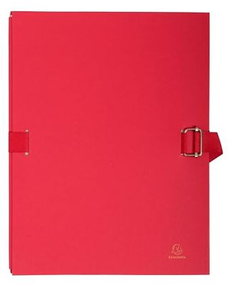 Exacompta - Réf. 223075E - Carton de 25 chemises à dos extensible en papier toilé couleur - dos extensible jusqu'à 13 cm - fermeture par sangle - dim 24 x 32 cm - pour format A4 - rouge